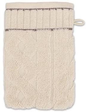 Möve Cosy Knits Zopf Allover Waschhandschuh 15 x 20 cm aus 100% Baumwolle, Nature/Cashmere