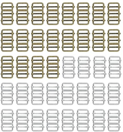 HUAZIZ 120 Piezas Hebillas Deslizantes Ajustables de Metal, Hebillas Deslizantes para Hacer bolsos, mochilas, bolsos, accesorios de bricolaje, 20 mm, Ajustable Slide Hebilla, Correa Hebilla Deslizante