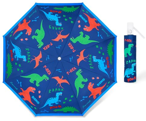 Kids Folding Umbrella Auto Open/Close Anti-rebound Safe Design UV Resistant Automatic Children Travel Umbrellas 8 Rib Reinforced Canopy 360° Reflective Strip Lightweight Cute Umbrella for Girls & Boys