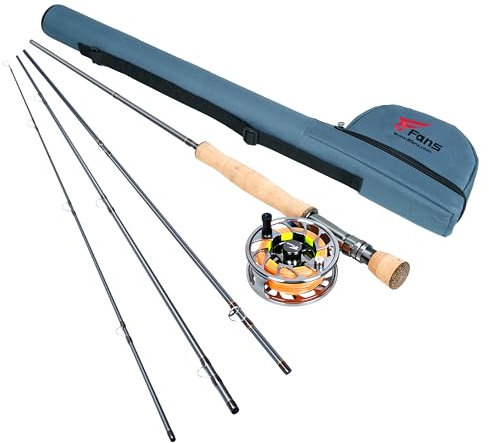 8 Fans Fly Fishing Rod and Reel Combos with 4-Sections Portable Fishing Rod and CNC-machined Aluminum Alloy Fly Reel,Fishing Complete Starter Package (9ft 7/8wt)