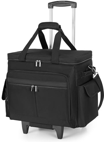 Trunab Sac à roulettes pour Professeurs avec Pochette Extensible et Chariot Amovible, Sac Fourre-Tout pour Enseignants avec roulettes Convient avec Ordinateur Portable Jusqu'à 15,6, Noir