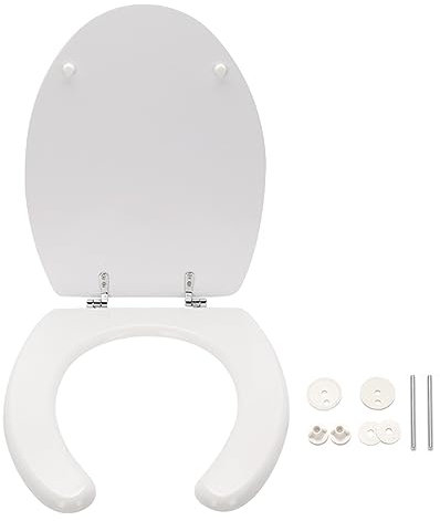 Sedile WC Universale per Disabili in Legno con Coperchio, Copriwater da Bagno 445x375mm, Bianco