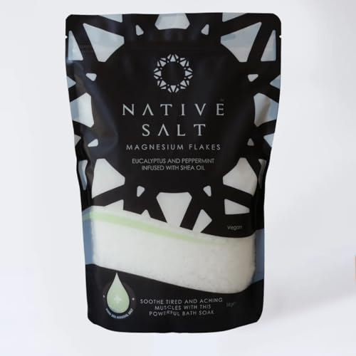 Native Salt Magnesium Bath Flakes Eucalyptus & Peppermint, Infused with Shea Oil, Natural Source of Magnesium, Mineral Bath Flakes, Magnesium Recovery, Vegan & Palm-Oil Free, 1kg