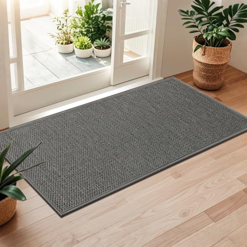 LEKEEPGO Felpudo Entrada Casa 60 x 120 cm, Alfombra Entrada Antideslizante, Felpudo de Entrada Absorbentes Lavable, Alfombrilla para Entrada, Pasillo, Cocina, Gris
