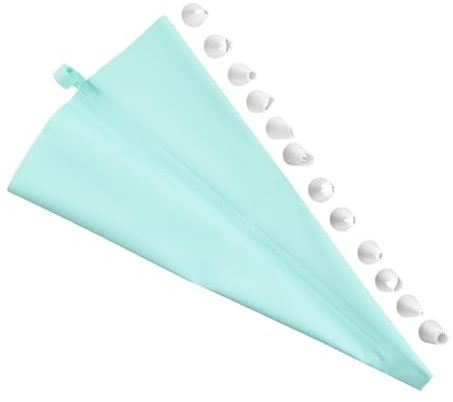 scyca Set di sacchetti e punte per glassa,Sacchetti per tubazioni e punte,Sacchetti per tubazioni riutilizzabili sicuri da 13 pezzi | Set di decorazioni per torte al forno Kit di tubazioni per