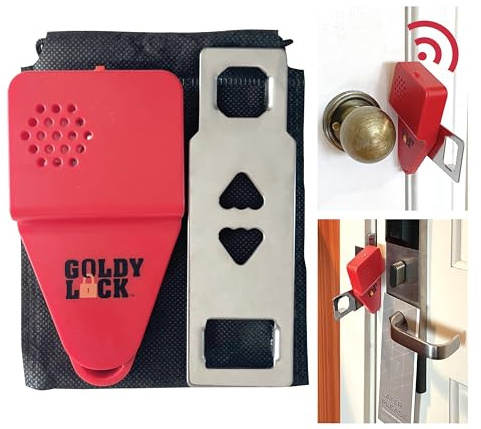 Goldy Lock Portable Alarm and Hotel Door Lock for Home & Travel Security. Door Safety Lock from the Inside of Home, Apartments, Hotel Rooms, College Dorms, and Rentals.