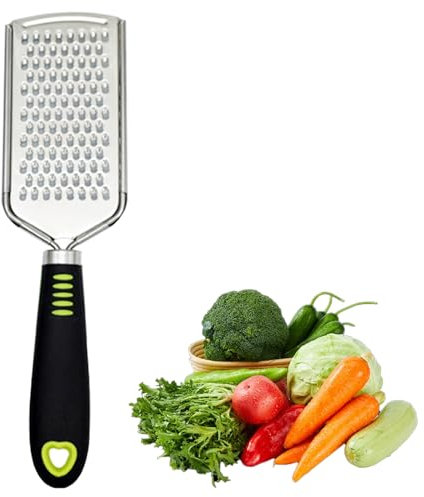 Hinapan 1 grattugia per formaggio in acciaio inox, con manico, raschietto per limone con manico, grattugia piatta per verdure, limone, formaggio, cavoli e patate