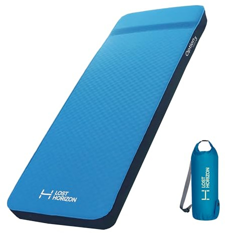 Lost Horizon Air & Foam Camping Mattress, Self-Inflating Sleeping Pad, 3 Thick, with Pump Sack, Single