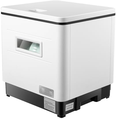 Giuffrida 800 W diskmaskin, bärbar liten diskmaskin med transparent fönster, låg ljudnivå, fristående, bordsdiskmaskin, multifunktion (tvätt, desinfektion, förvaring), diskmaskin