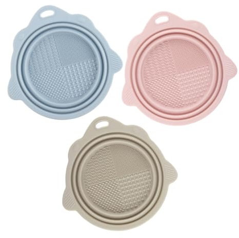 BESTYASH 3pcs Makeup Brush Cleaning Tool Silicone Cleaning Bowl Beauty Egg Sponge Cleaner Portable Brush Rinsing Pad