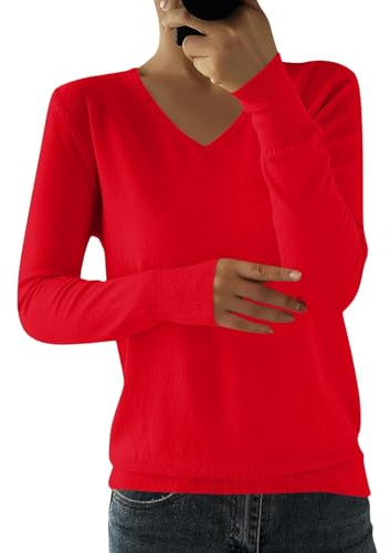 Genérico Jersey Mujer Invierno Jersey Navideño Mujer Largo Top Elegante Noruego Jumper Lentejuelas Talla Grande Divertido Jerséis Punto Basico Fiesta Fino Jacquard Suéter Ropa 13#Rojo XL