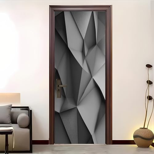 Carta Parati Porta Rimovibile 80x210 cm Minimalismo Moderno Della Geometria Solida Adesivi Per Porte Interne Grigio Poster Carta Da Parati Soggiorno Camerette Bagno Autoadesivo Murale Decorazione