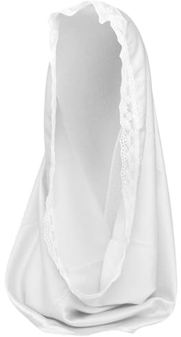 Gcroet Voile de chapelle 20 pouces en forme de D, voile d'église en dentelle brodée florale, mantille blanche en satin doux, couvre-tête masse, accessoires mariée élégants pour femmes...