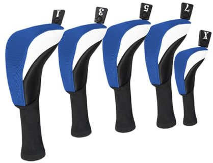 QUXVUIS Waterproof Golf Club Head Cover Fashion Guard Durable Stylish Set Men Women Golf Club Owners Fairway Woods Wood Headcover Cover Protective, Blue, 13x31cm