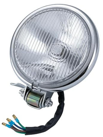 KIMISS Retro Motorcykelstrålkastare, Halvljus Framlampa med Förtjockat Metallskal, Vintage Pannlampa Passande för Cruiser (Elektropläterat vitt glas)