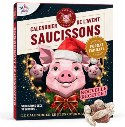 Calendrier de l'Avent Saucisson 2026 | +60 Saucissons Secs | 10 Saveurs | 100% Porc Français | Calendrier de l'Avent Apéro Sans Chocolat | Calendrier Gourmand | Calendrier Saucissons