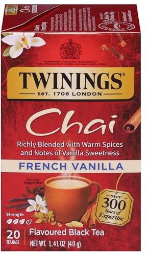 Twinings of London French Vanilla Chai Tea Bags 1.41 Ounces - 1 Box