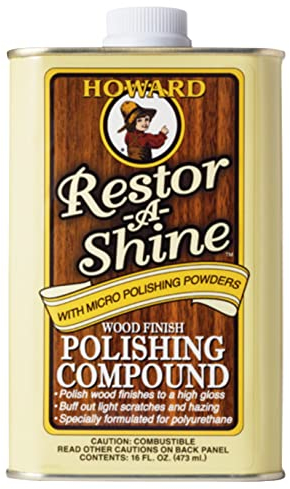 Howard Restor-A-Shine Wood Polish and Cleaner for Glossy Finishes - Buffs Away Fine Scratches, Oxidation, and Dullness - Safe for Wooden Instruments Piano, Guitar 473ml