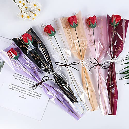 150 hojas/6 colores de papel para envolver flores, bolsas de embalaje para rosas individuales, accesorios de ramo de flores para floristería, papel para envolver flores impermeable, 45 x 12,7 x 4,6 cm