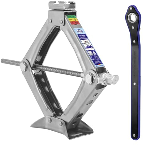 alca® Scherenheber mit Ratsche – 1,5t Tragkraft, höhenverstellbar 100–350 mm, TÜV & GS, drehbarer Sattel, nutzbar mit 17er Stecknuss, stabil bis –50 °C, aus Stahl, Silber