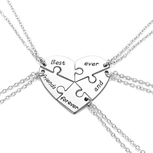 JSDDE Collana dell'amicizia Best Friends Forever e per sempre BFF in argento con pendenti a forma di cuore componibili a puzzle per 5 amiche