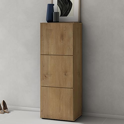 doporro Meuble à Chaussures Chêne Clair 45x120cm Rangement Armoire à Chaussures 6 Compartiments Range-Chaussures 02
