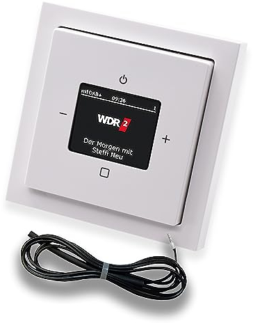 Busch Jäger DAB+ (DAB PLUS) Unterputz Radio (8215U-101) Future Linear Studioweiß, Komplett-Set 8215 U – 101, Rahmen und Radioabdeckung + 0,9 Meter EBROM Wurfantenne zur Empfangsoptimierung