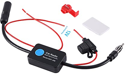 Watris Veiyi Auto FM Antennenverstärker, Universell 25dB Autoradio Antennenverstärker, Signalverstärker mit Kleber und Roter Clip, Hohe Verstärkung, für Auto FM Radio Antenne