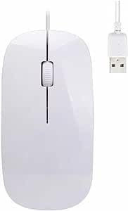 Ratón óptico delgado con cable USB, mouse de computadora, mouse de 3 botones 1600 DPI, alta precisión, diseño ergonómico, silencioso, con cable, compatible con Windows PC, portátil, computadora de