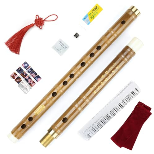 Bamboo Flute Dizi Traditional Handmade Chinese Musical Instrument Vintage Dizi (Key E)