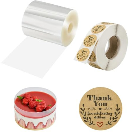 1 Pezzo di Collare per Torta, 1 Rotolo di Sigillante per Cottura, Anello per Torta Trasparente, Rotolo in Fibra di Acetato, Accessori per Il Bordo della Decorazione della Cottura della Torta