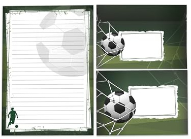 Juego de papel de carta, bloc de notas con sobre, para niños, niñas, fútbol, fútbol (1 bloc A5 con 25 hojas + 15 sobres)