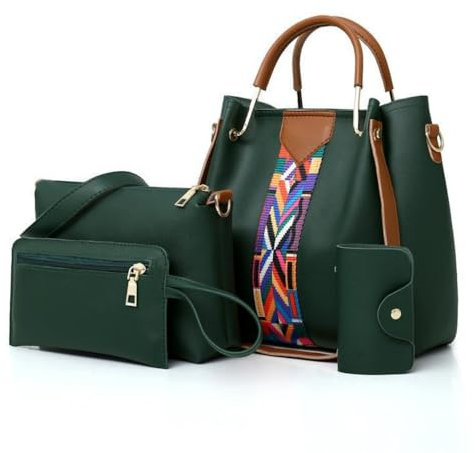 FUNSEED Bolso de mano para mujer, bolso cruzado de piel sintética de gran capacidad, juego de 4, Verde