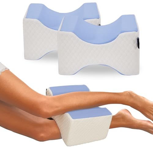 cooloo8 Side Sleeper Pillow, Knee Pillow for Side Sleepers, Sciatica Pain Relief Pillow, Memory Foam Leg Pillow for Back, Hip, Sciatica Pain Relief (Blue)-2PCS