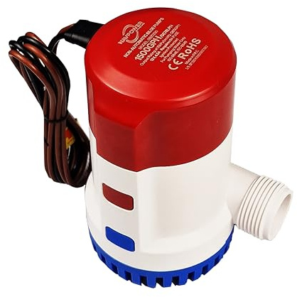 NAVPOWER Pompa di Sentina 24V | 1500 GPH / 2000 GPH – Potente, Affidabile e Sicura per Barche, Yacht e Applicazioni Nautiche (1500 GPH)