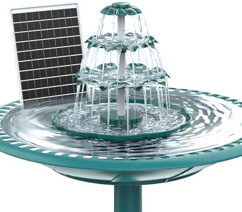 AISITIN DlY Fontaine de bain pour oiseaux 6,5 W avec batterie 3 mangeoires à oiseaux à remplissage externe La fontaine solaire DlY est amovible et adaptée pour les jeux d'eau de jardin