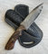 CraftTal couteau de chasse damas de plein air avec fourreau en cuir, 150 couches de damassé avec manche en noyer forgé à la main véritable acier damassé couteau de survie fixe manche en bois