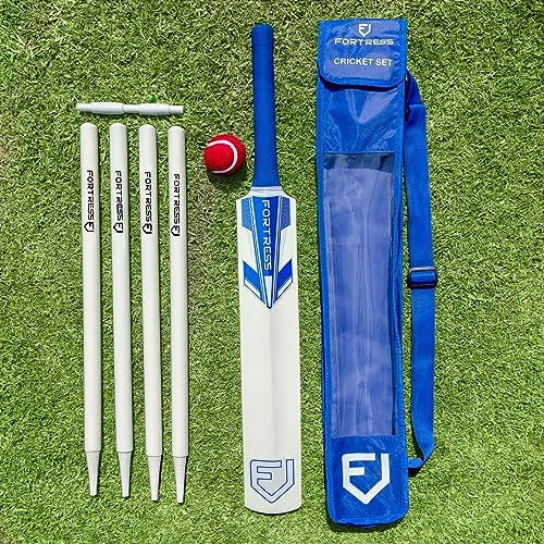 Fortress Cricket-Set aus Holz – Komplettset mit Schläger, Ball, Stümpfen, Schlägerbällen und Tragetasche aus Kaschmirweide – Ideal für Cricket im Garten, Park und am Strand (3)