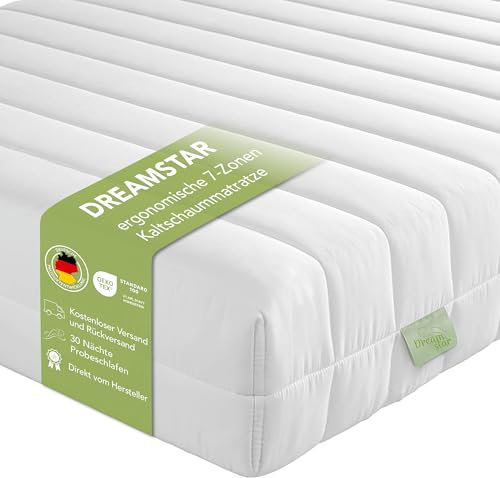 DREAMSTAR Easy Flex | ergonomische 7-Zonen Kaltschaummatratze | Öko-Tex Zertifiziert | Härtegrad 3 und 4 (H3 & H4) | Rollmatratze 11 cm I 90 x 190 cm