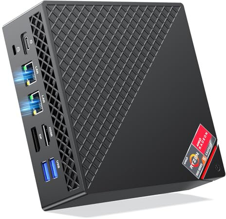 NiPoGi AM06 PRO Mini PC АMD Ryzen 7 5825U(8C/16T, bis zu 4,5 GHz), 32GB(2*16GB) DDR4 512GB M.2 SSD Mini Desktop Computer WiFi 6, RJ45 Dual LAN, 4K Triple Display Micro-PC mit VESA für Schule/Büro/HTPC