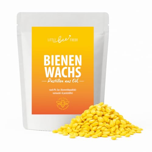 little bee fresh Beeswax Pastilles - Wax from Europe in Cosmetic Quality According to Ph. Eur. 100% Natural, Residue-free & Pesticide-Free, Ideal for DIY Cosmetics, Candles, Beeswax Wipes & More
