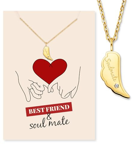 Engelsrufer Biglietto di auguri con collana in acciaio inox oro – regalo amorevole per la migliore amica o partner – emozione & stile