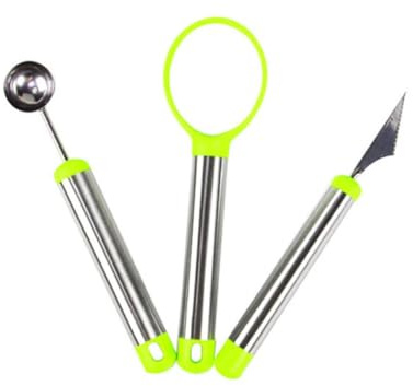 Zerodeko 3pezzi Coltello Per Intaglio Frutta Utensile Per Creare Forme Di Frutta Kit Per Affettare Per Modellare Utensile Per Scavare Forma Di Palla Realizzato in Acciaio Inox Resistente e