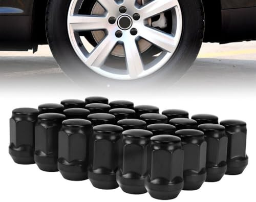 Vibsky 24 dadi per ruote in acciaio da 1,25 mm, colore nero, estremità chiusa, stile ghianda, per Land Cruiser Prado e Ford per battistrada 12 x 1,25