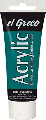 KREUL 28316 - El Greco Acrylic, 75 ml Tube in chromoxidgrün, hochpigmentierte, glänzende Acrylfarbe in Studienqualität, buttrig vermalbar, für pastose Malerei