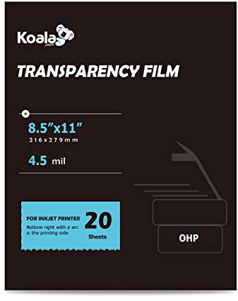 Koala OHP Film Overhead Projector Film 8.5x11 Inch Single Side Printing Film for Inkjet Printer