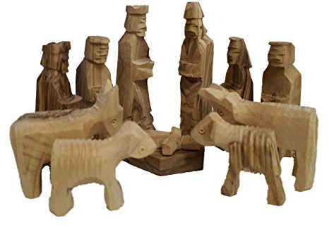 Bethlehem Gifts TM Carved from Bethlehem Olive Wood Christmas Nativity Story Figurines (2.75 Simple Figurines)
