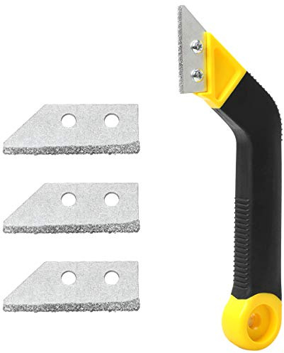 Coitak Tile Grout Saw Grout Removal Tool with 3 Pieces Extra Blades, Yellow
