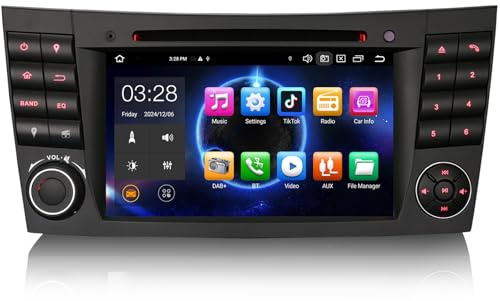 Erisin 4GB+64GB Android 14 Radio de Coche con Pantalla táctil para Mercedes Benz E/CLS Class W211 W219 Autoradio GPS Navigador Wireless Carplay Android Auto DSP Bluetooth 5.0 WiFi Dab+IPS