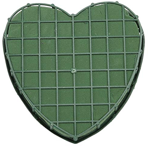 HEALLILY Blumensteckschaum mit Saugnapf Steckschaum Ziegel Nasssteckschaum Herz Steckmasse zum Basteln Steckziegel für DIY Blumengestecke Geburtstag Hochzeit Autodeko Grün 20CM